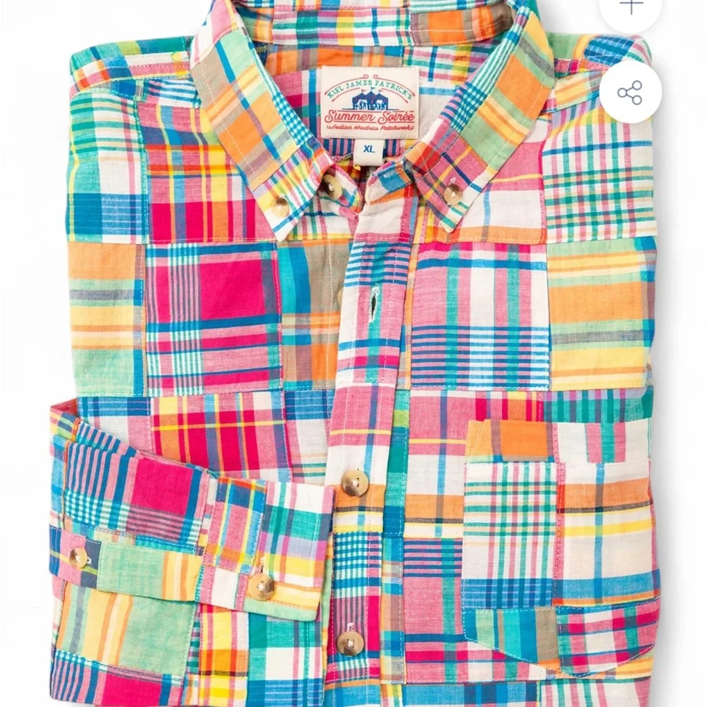 KIEL PATRICK JAMES KJP Newport Soirèe Madras Button Down Shirt - Picture 2 of 7
